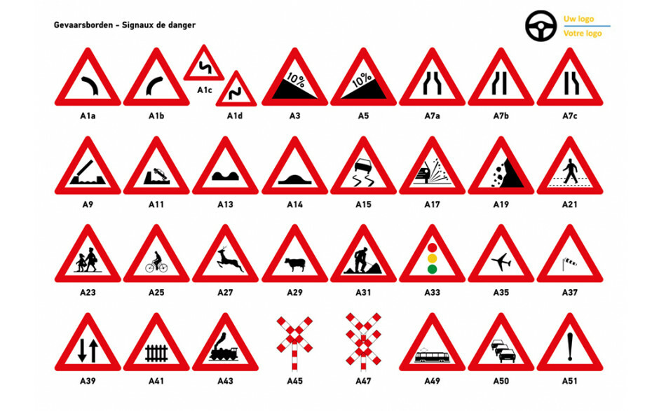 Panneaux reprenant les signaux routiers: version personnalisée
